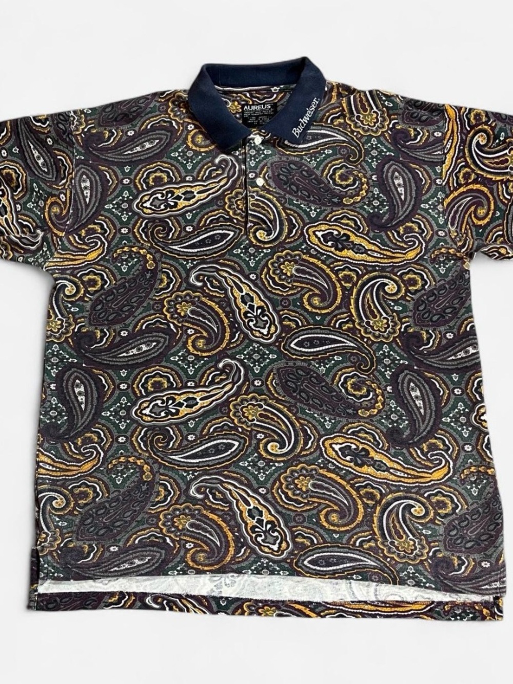 Vintage Paisley Polo - Black, Gold, Green